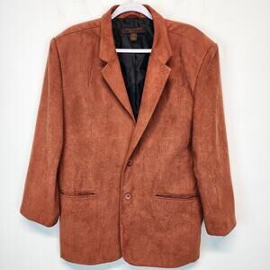 Vintage Paisley Faux Suede Sport Coat Blazer Mens L 42 Orange Hippie Syllables